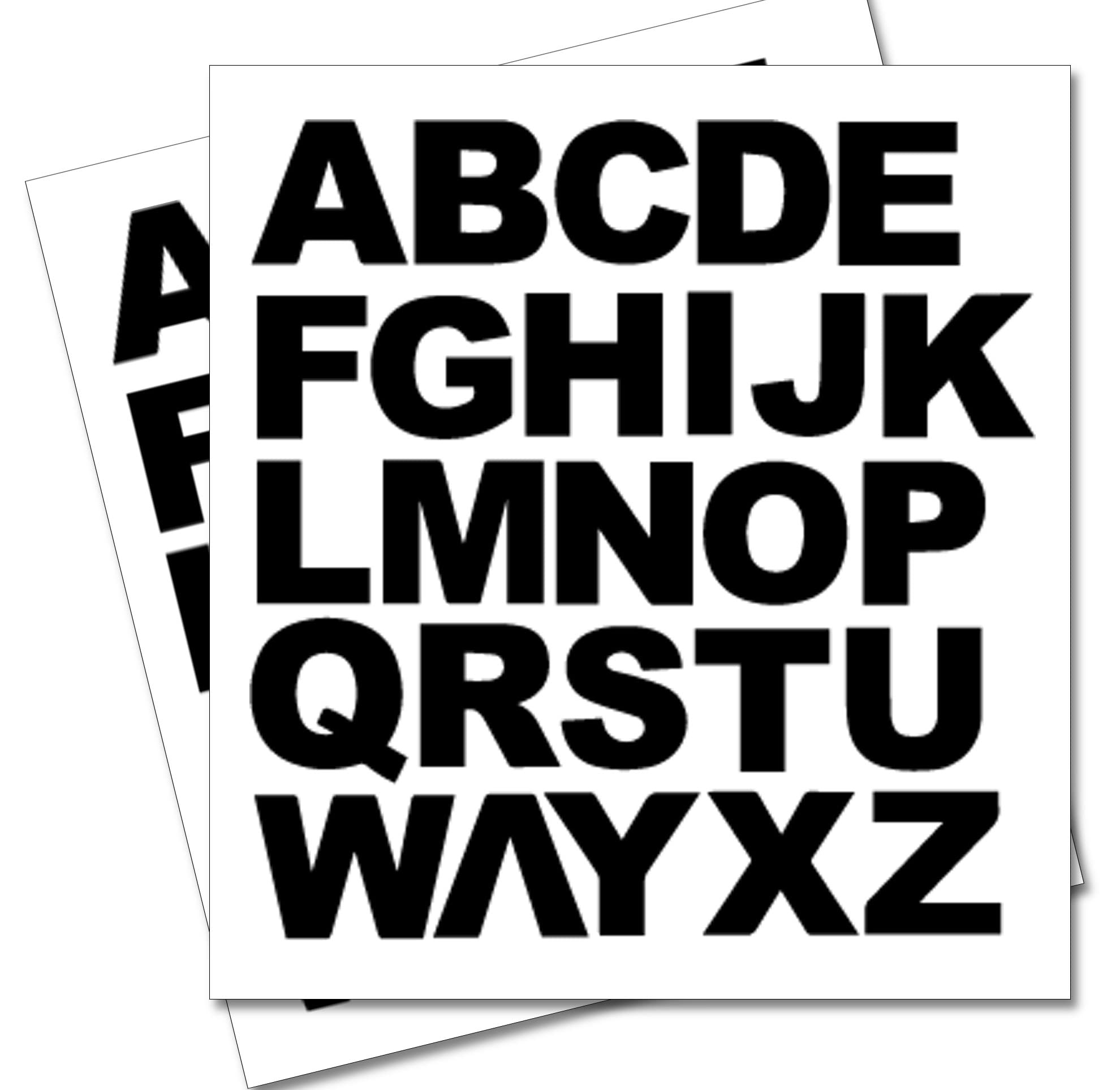 2 x Set of Full Alphabet Big Black Letters - Removable Self Adhesive Waterproof Durable Vinyl Stickers - Cut to the sticker Shape - size 50mm