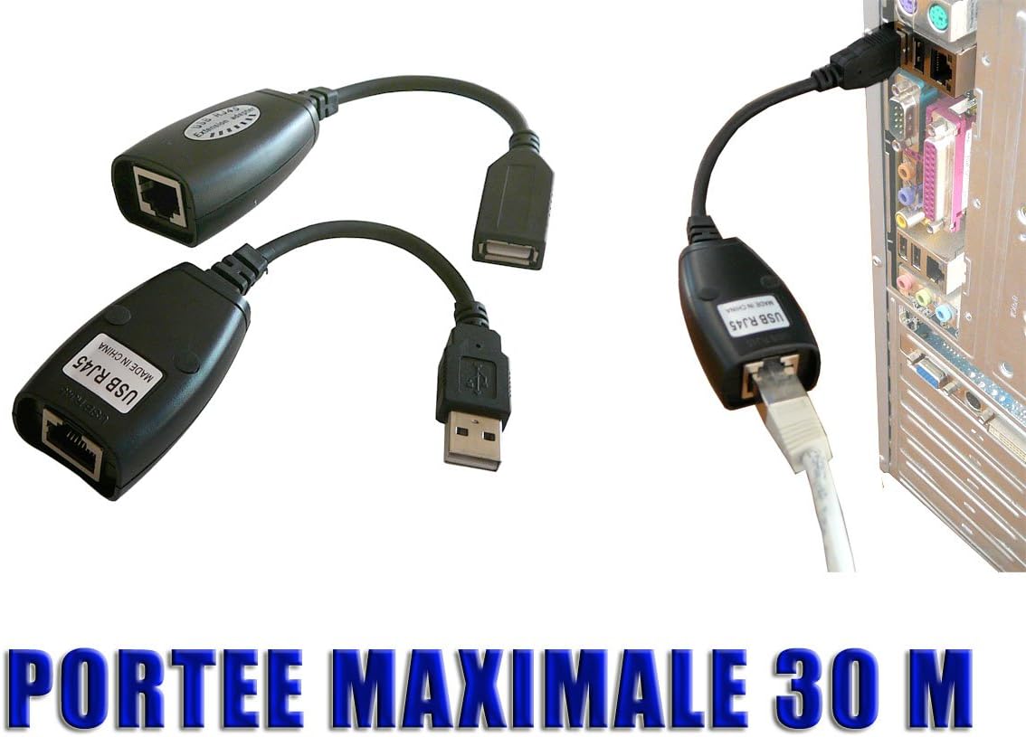KALEA-INFORMATIQUE USB Male Female extender for carrying a USB signal over an RJ45 network cable over a distance of 30M