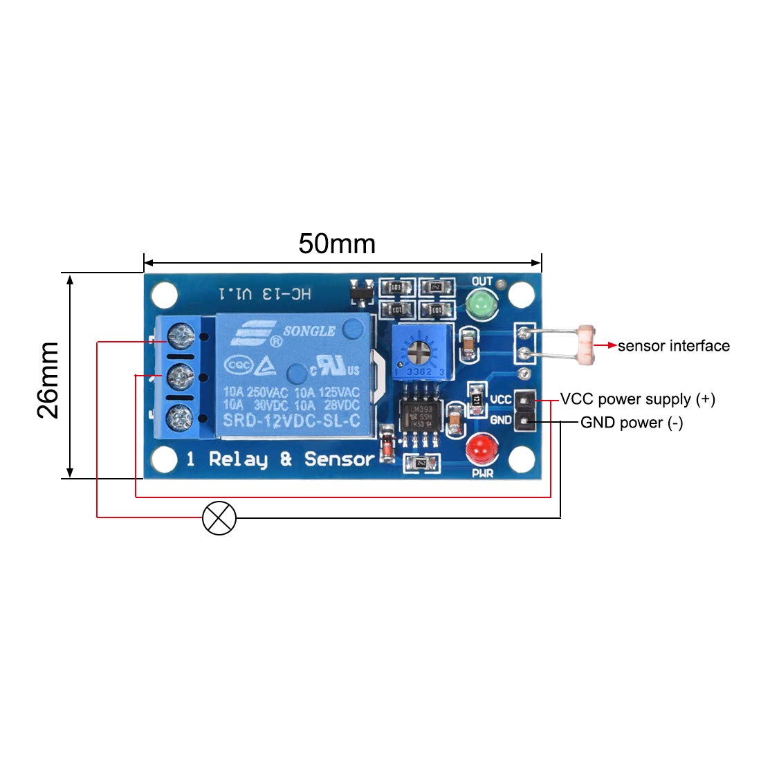 uxcell Photosensitive Sensor Module Light Intensity Detection DC 12V