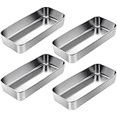 Funnymoom Set of 4 Large Stainless Steel Cake Pan 13" x 5" Rectangle Nonstick Bread Loaf Baking Pan Sheet Bakeware for Fish Cakes Breads Casseroles Vegetables Dishwasher Safe