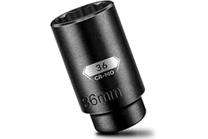 BLACKROBOT 36 mm 12-Point Deep Impact Socket, 1/2 Inch Drive, Metric, Black Manganese Phosphate Coating