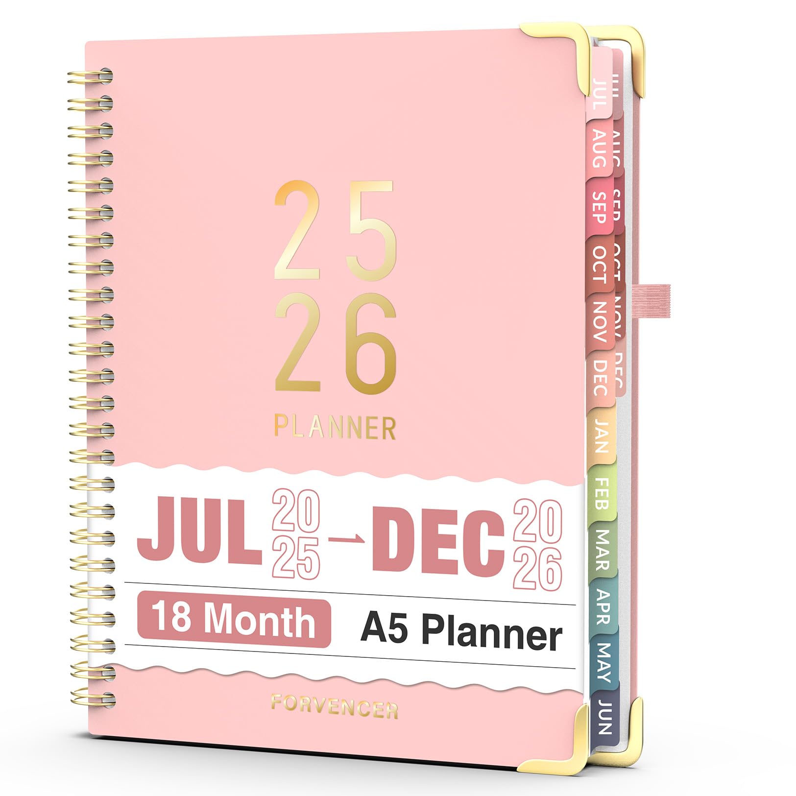 Photo 1 of Jul 2025 - Dec 2026 Planner, Forvencer Academic Planner 2025-2026, 18 Month Daily Planner, 6" x 8", Weekly & Monthly Agenda Book, Hardcover Calendar Book, School Supplies for Student Teacher, Pink