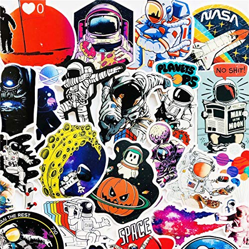 50pcs Spaceman Stickers Outer Space Waterproof Laptop Astronaut Stickers Car Bicycle Suitcase Computer Water Bottle Mobile Phone Stickers Water Resistant Decals (Astronaut) - Thumbnail 2