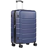 Sweetcrispy Carry on Luggage, Hard Shell ABS Suitcase with Double Spinner Wheels, Lightweight Expandable Rolling Suit Case with TSA Lock, 20 Inch Navy Blue