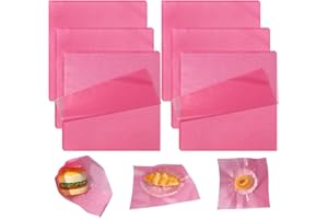 OLUTACOT 300 Sheets Deli Wax Paper Sheets 12 x 12 Inch Sandwich Paper Oil Proof Food Basket Liners Food Wrapping Paper for Bread Party Picnic Festival BBQ Party Supplies (Pink)