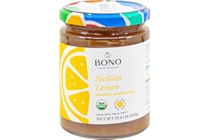 Bono Sicilian Organic Marmalade | Made With Fresh Fruit | Less Sodium | Gluten Free | Cultivated Exclusively in Sicily, 12.4 oz (Lemon)