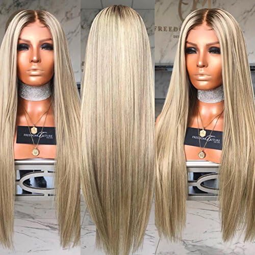Yokada Human Hair Wigs Glueless Lace Front Wig Virgin Hair Straight Light Lace with Baby Hair (22inch, Lace front wig)