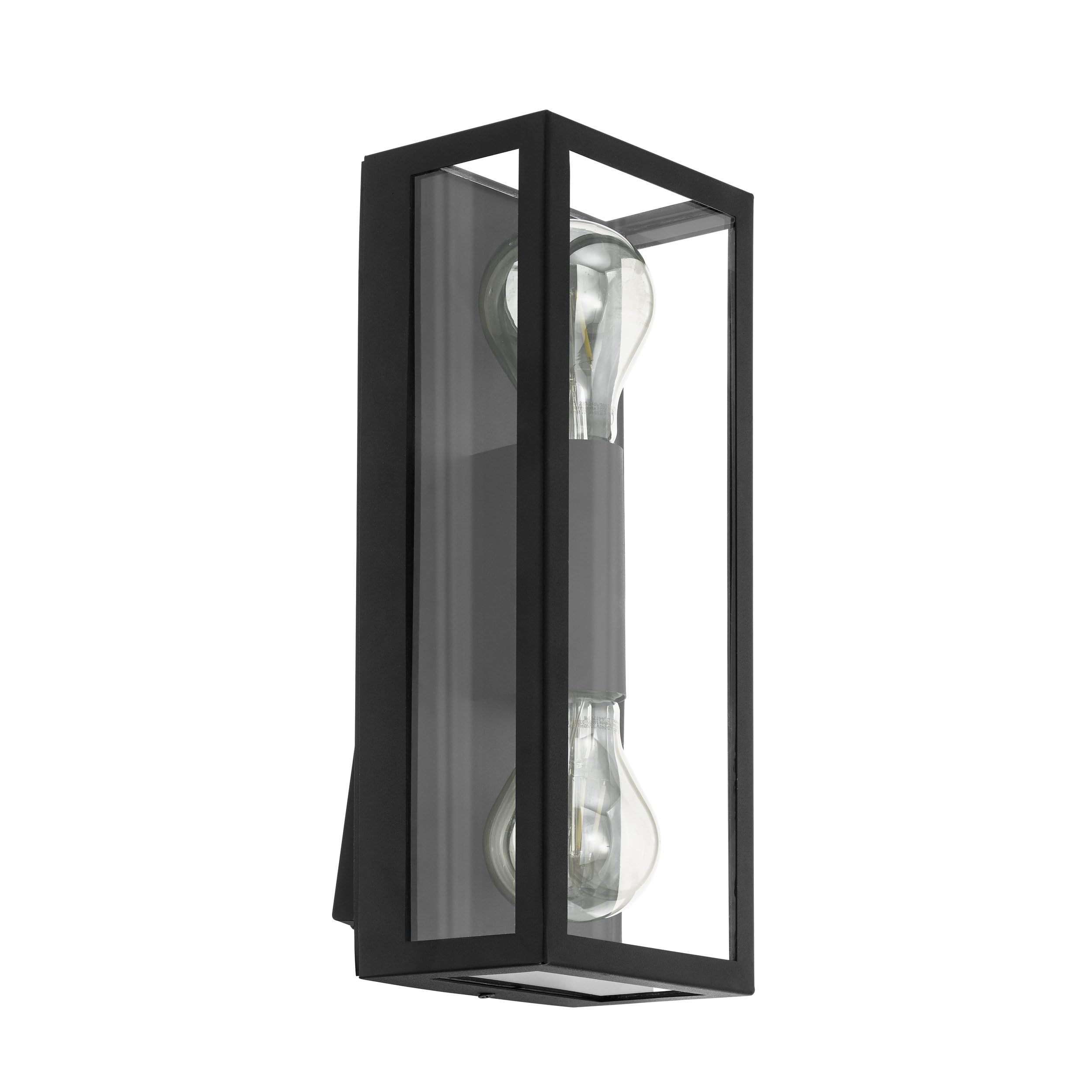 Eglo Alamonte 1 Outdoor Wall Light, Black Galvanized Steel with Clear Glass Porch Lamp, E27 Socket, IP44