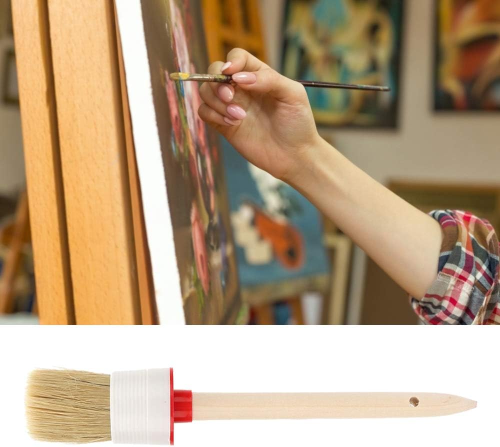 6Pcs Natural Pig Bristle Paint Brushes Set for Furniture Oil Painting and Waxing - Round Brushes Home Decor (20,25,30,35,40,45mm) - Image 5