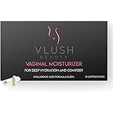 VLUSH Vaginal Moisturizer Suppositories - Deep Hydration with Hyaluronic Acid for Vaginal Dryness, Menopause Support & Daily Comfort, Made in FDA Registered Facility - Hormone-Free (10 Count)