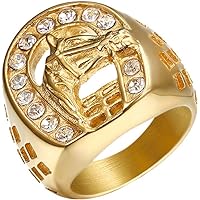 LAIMIUMIU33 Lucky Horseshoe Ring for men CZ Horse Head Ring