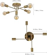 AUA Modern Sputnik Chandelier Golden 5 Light Semi Flush Mount Ceiling Light view 3
