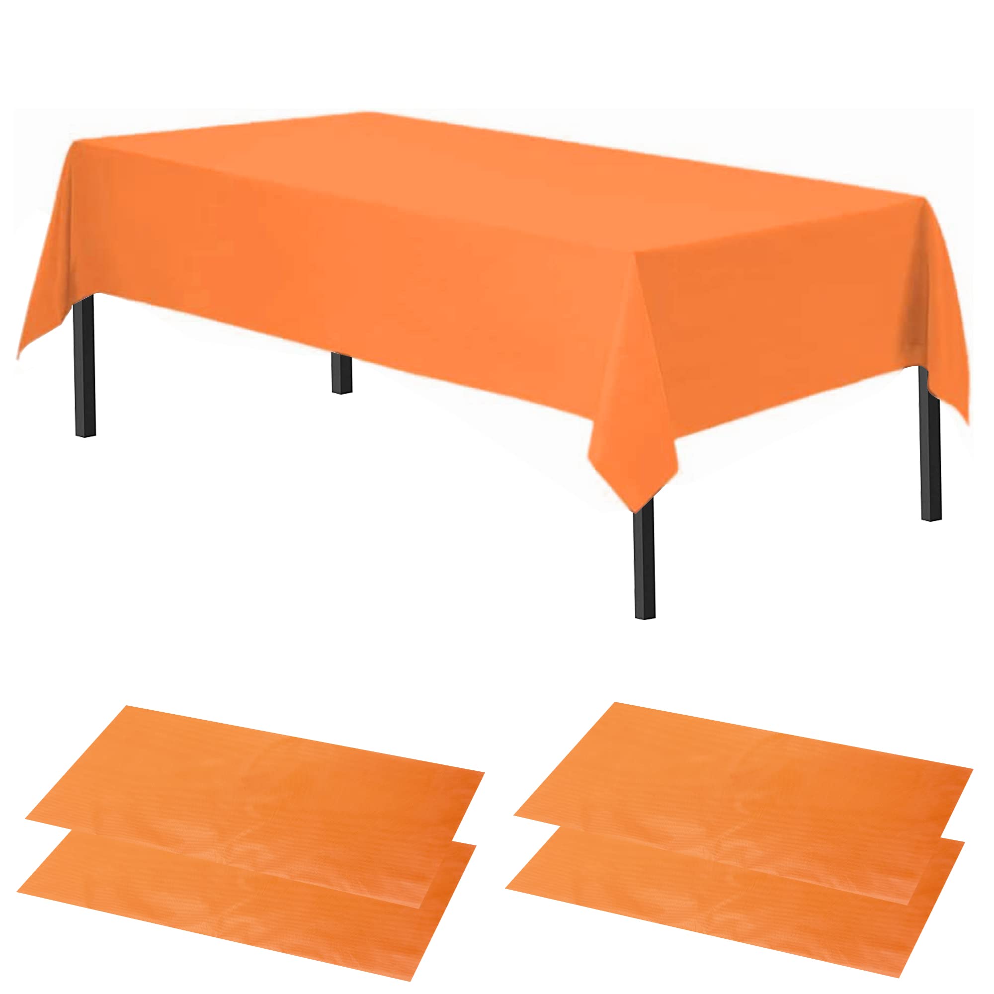 Time to Sparkle 2 Pack Plastic Tablecloths 54" x 108" Plastic Dining Table Cloth Premium Rectangle Table Cover for Parties Wedding Banquet etc Indoor Or Outdoor Orange