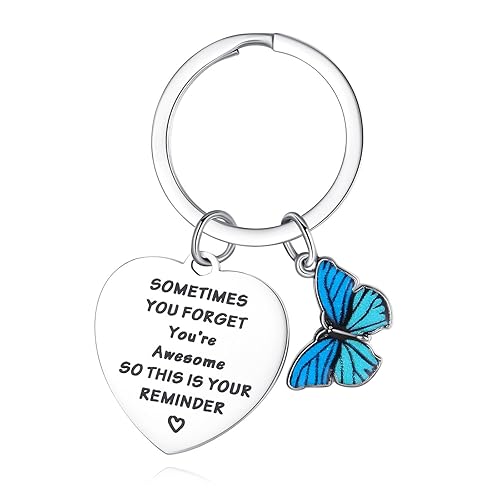 XIANNVXI Inspirational Keyring Gifts,Heart Keyring,Inspirational Keychain,Sometimes You Forget You Are Awesome Gift Personalised Key Chains for Women Men