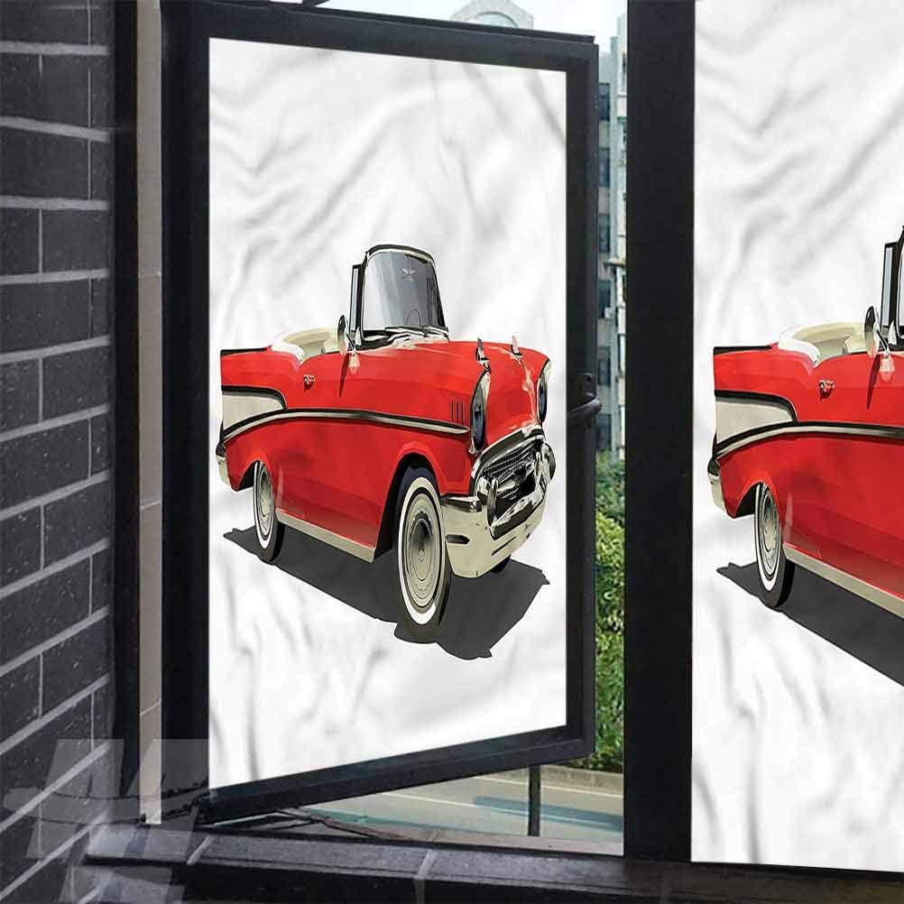alisoso Static Cling Window Cars OldFashioned Car Open Roof Glass Film