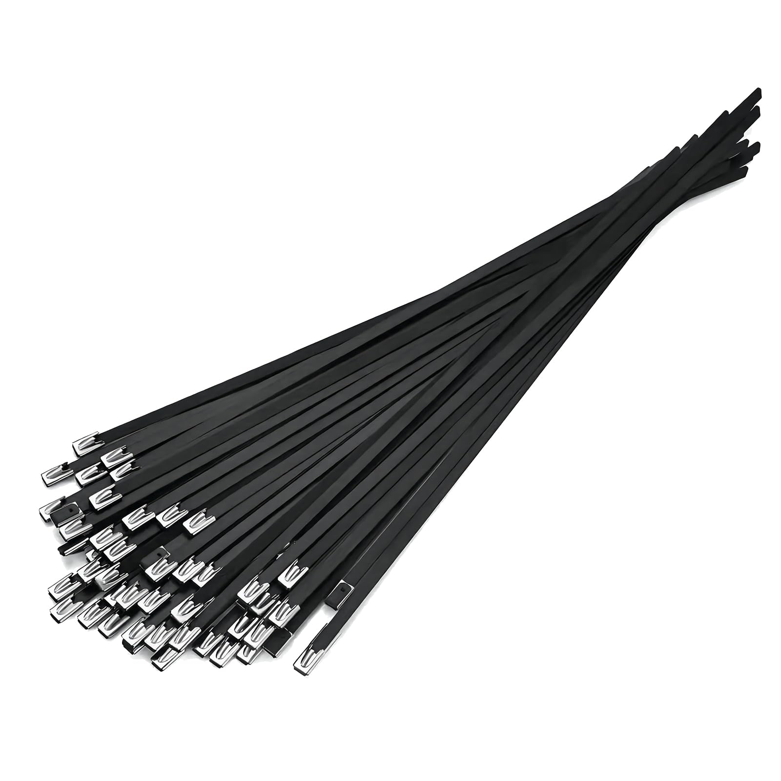 Skyzone 30 Pcs Stainless Steel Cable Ties - Heavy Duty Black Metal Ties with 200 lbs Tensile Strength for Exhaust Pipes, Garden, Pipes (4.6 x 300mm)