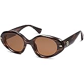 SOJOS Retro Polarized Large Oval Sunglasses Womens Mens Trendy UV400 Sun Glasses 80s 90s Shades SJ2365