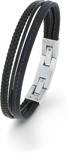 S Oliver Bracelet Enfant Teenager Garcon 18 2 Cm Reglable En Acier Inoxydable Cuir Mehrreihig Noir Amazon Fr Bijoux