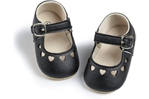 Babelvit Baby Girls Premium Bowknot Mary Jane Flats Wedding Princess Dress Baptism Shoes Rubber Sole PU Leather Infant Toddler First Walking Moccasins Crib Shoes