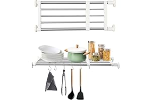 BAOYOUNI Tension Shelf Expandable Clothes Closet Organizer Rack Adjustable DIY Wardrobe Dividers Separator Ivory, 15.75-23.62 Inches