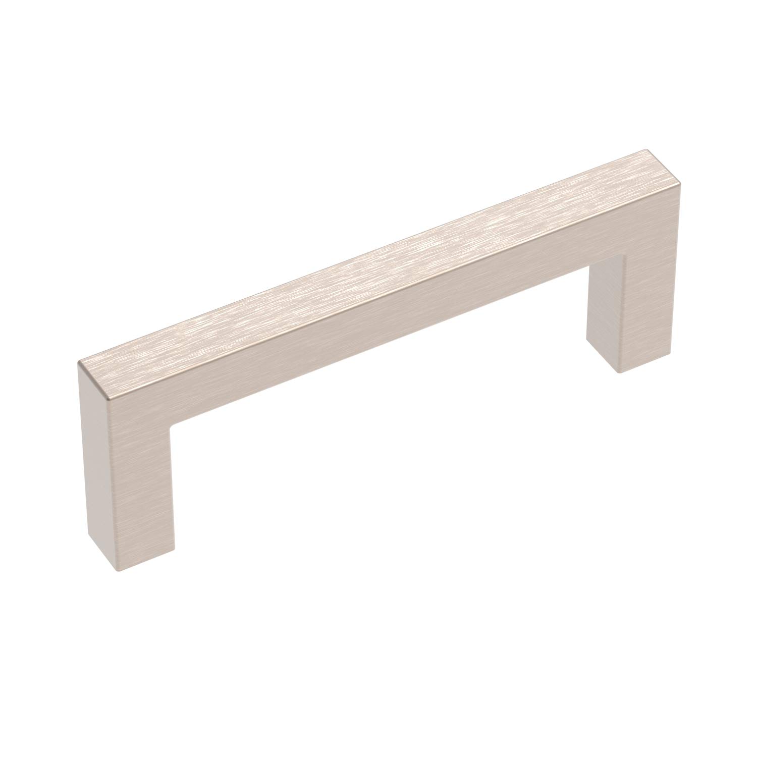 Hickory Hardware 10 Pack Kitchen Cabinet Handles, Square Drawer Pulls for Doors & Dresser Drawers, Hardware for Bathroom, 3 Inch Hole Center, Satin Nickel, Essentials Collection