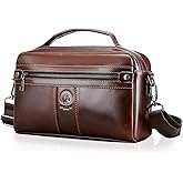 RAINBOW HORSE Genuine Cowhide Leather Crossbody Bag for Men, Vintage Leather Shoulder Bag with Multi-Pocket Design, 8-inch Tablet Messenger Bag for Daily Work Travel