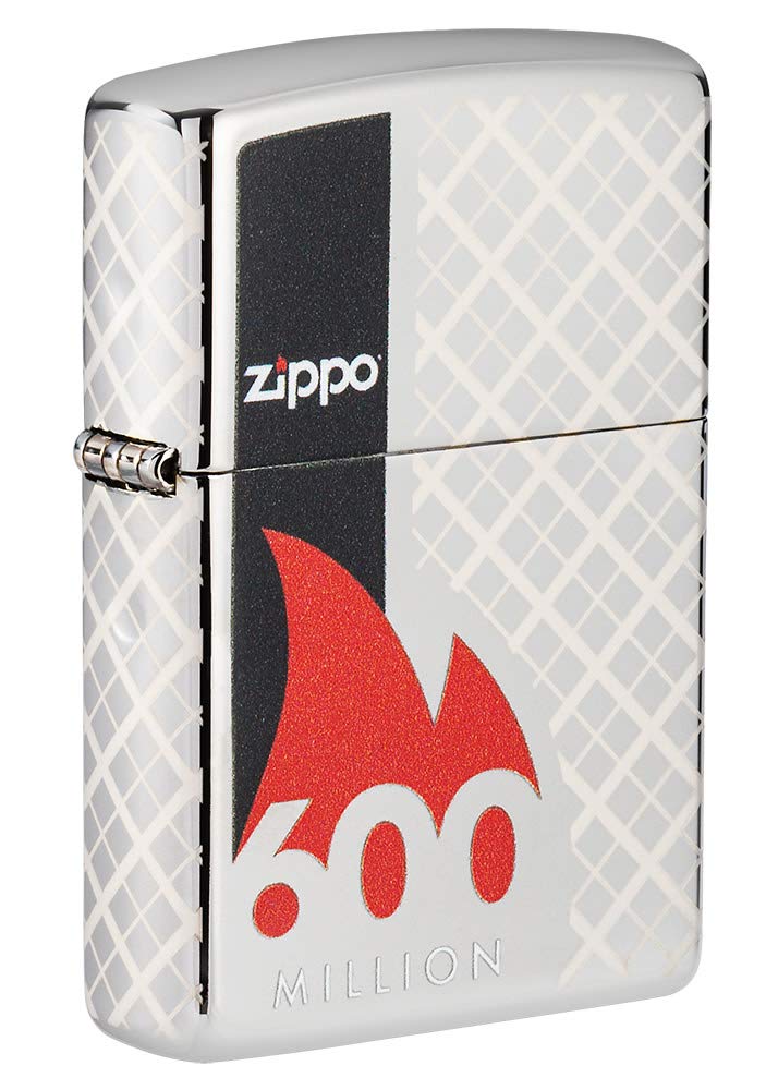 Zippo - Windproof Lighter, 600th Million Lighter, Highly Polished Chrome, 360° Laser/Colour Image, Refillable, Reusable, Gift Box, Made in the USA