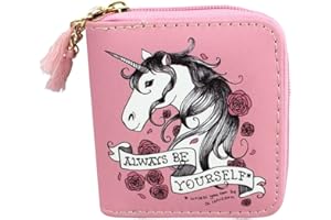 TIMLEE Girls Zipper Wallets Unicorn Short Wallets Christmas Gift Girls Zipper Wallet Pink Unicorn (0116C)