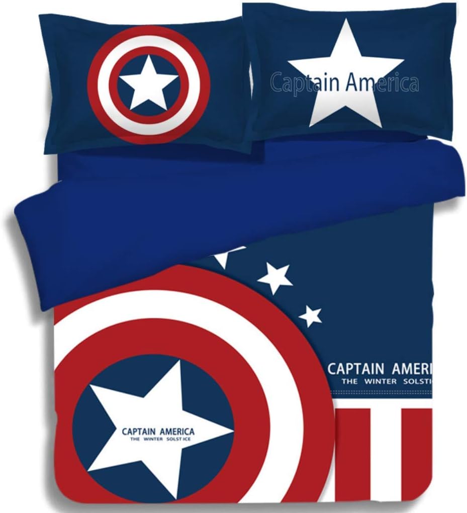 3D Captain America Duvet Cover 3PC,1Duvet Cover, 2Pillowcases （ No Comforter Inside ）