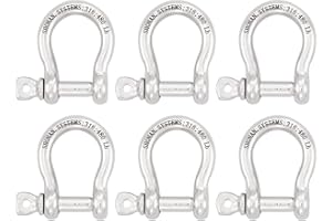 SHONAN.SYSTEMS SHONAN 1/4" Small Bow Shackles, Marine Grade D Ring Shackle, 6 Pcs Stainless Steel Shackles Screw Shackles for Chain or Strap, 480 Lbs Capacity