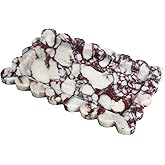 Natural 100% Marble Vanity Tray Luxury Scalloped Marble Storage Square Rectangle Tray for Home Decor Stone Tray for Bathroom Kitchen Candle Key (Rectangle-11.8 * 7.4-Calacatta Viola)