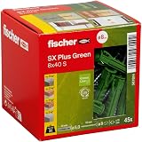 Fischer SX Plus Green Expansion Dowels 8 x 40 Box 45 with Screws