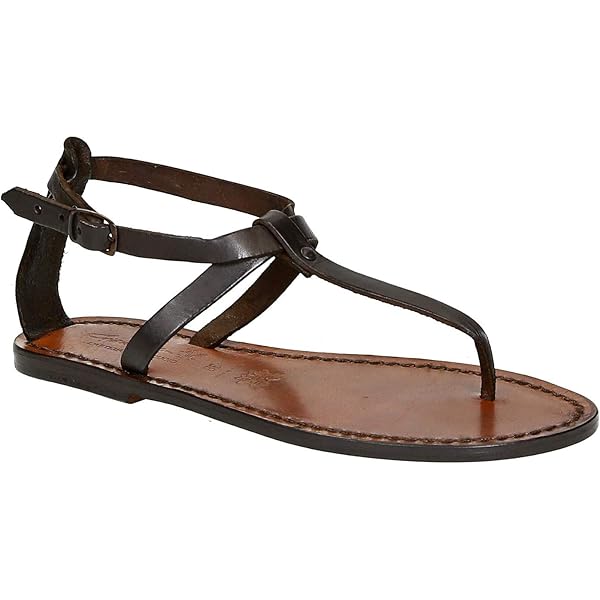 Gianluca - L'artigiano Del Cuoio Sandalias Franciscanas De Piel Marrón Para Mujer, Marrón Oscuro