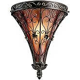 Kichler Marchesa 14.75" Wall Sconce in Terrene Bronze, 1-Light Hallway Light with Satin Etched Umber Seeded Glass, (14.75" H 