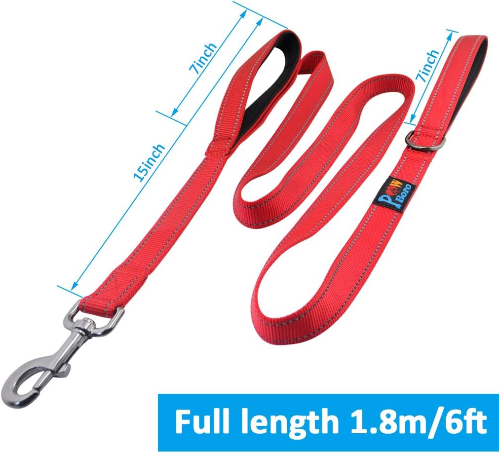 Powboro Double Handle Dog Lead, 6ft Long Traffic Padded Two Handle, Reflective Stitching - Image 3