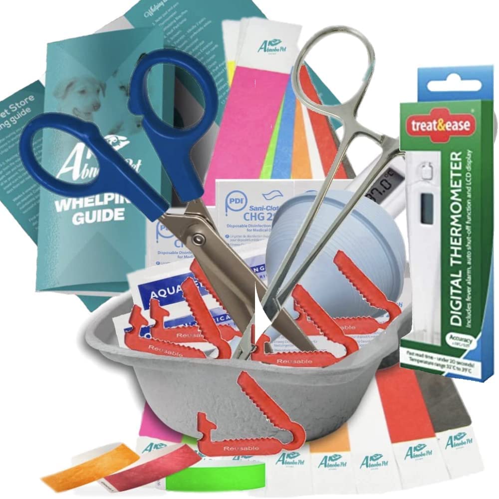 Alpha Dog Puppy Whelping Kit – Complete Birthing & Newborn Care Set with Bulb Aspirator, Scissors, Thermometer, ID Bands, Cord Care & Whelping Guide – Essential Puppy Welping Supplies - 3468