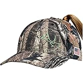 EDTREK Womens Performance Cap Hat with Ponytail Hole - Camo and Blaze Orange Hunting Hats