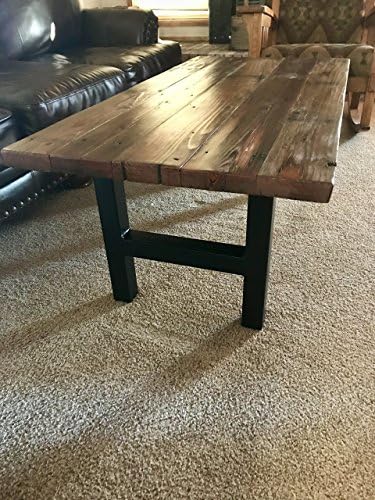 READY TO SHIP - Reclaimed Wood Farmhouse Coffee Table with Tubular Steel Legs