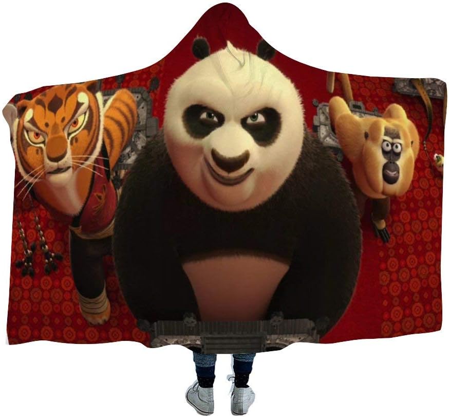 Movies Kung Fu Panda Animated Movies,Cloak Hooded Blanket,Posh, Warm, Home, Mens Women,Hooded Wearable Blanket,100x130cm