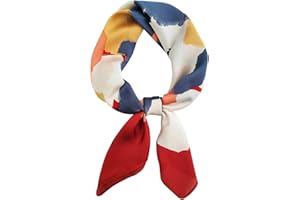 kcctoo 27.5" Mulberry Silk Feeling Head Scarf Women's Fashion Square Neck Satin Scarfs for Bag Hair Scarves Gift