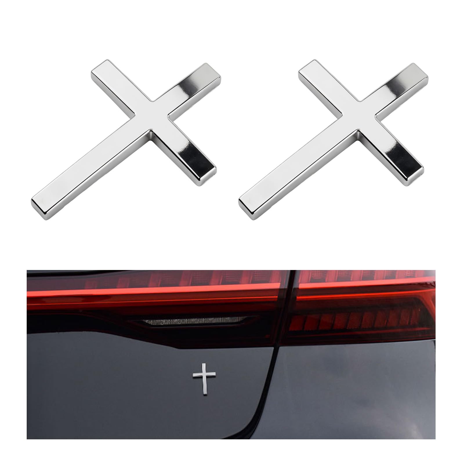 Photo 1 of 2PCS Individual Jesus Cross for Car Decal Emblem,3D Metal Christian Car Decals Badges for and Cars Decorations,Universal & Self-Adhesive Cross Cars Decal for Most Trucks,SUVs (Silver+Silver)