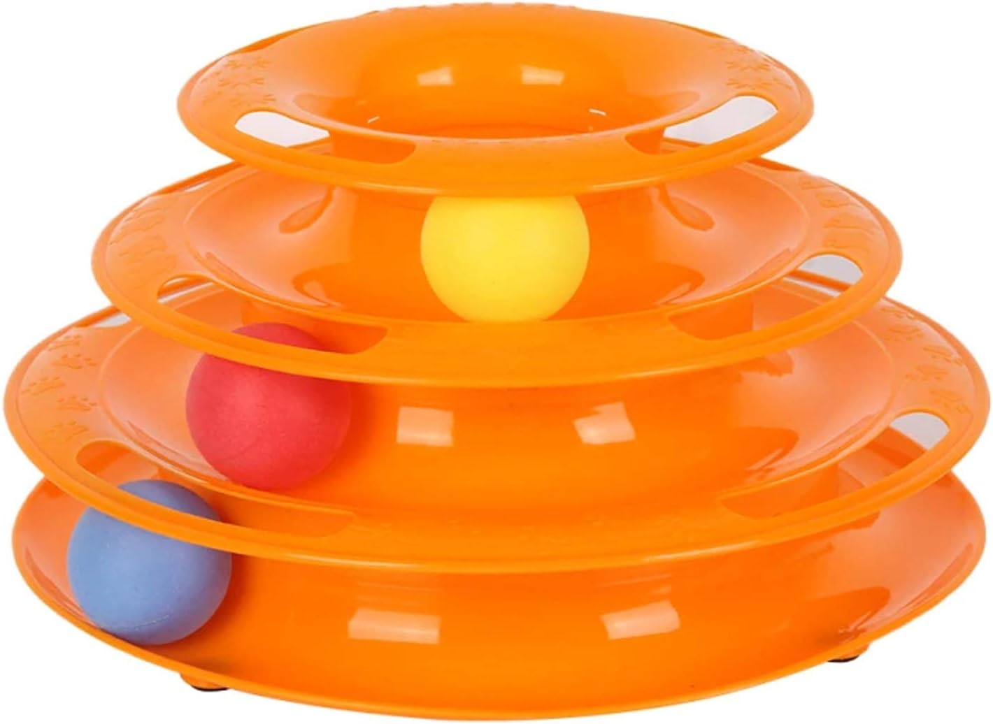 Mapani Interactive Tower of Tracks Three Layers Pet Game Entertainment Turntable with Colorful Three Ball Toy for Cats (Multi Color) (Tower of Tracks)