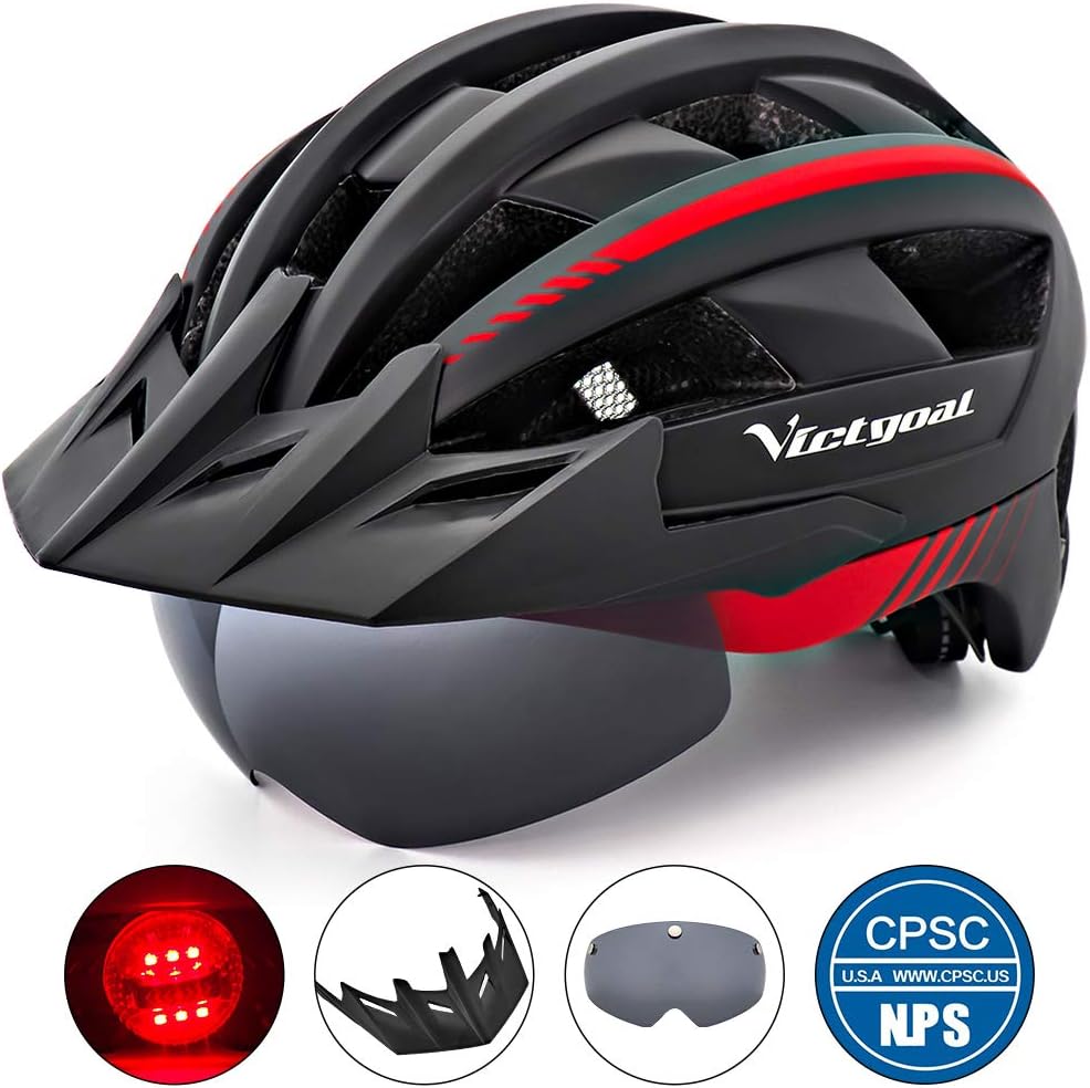 Ultraleichter Fahrradhelm Abnehmbares Visier Unisex Rücklicht Mountain Bike Helm Helme Sport