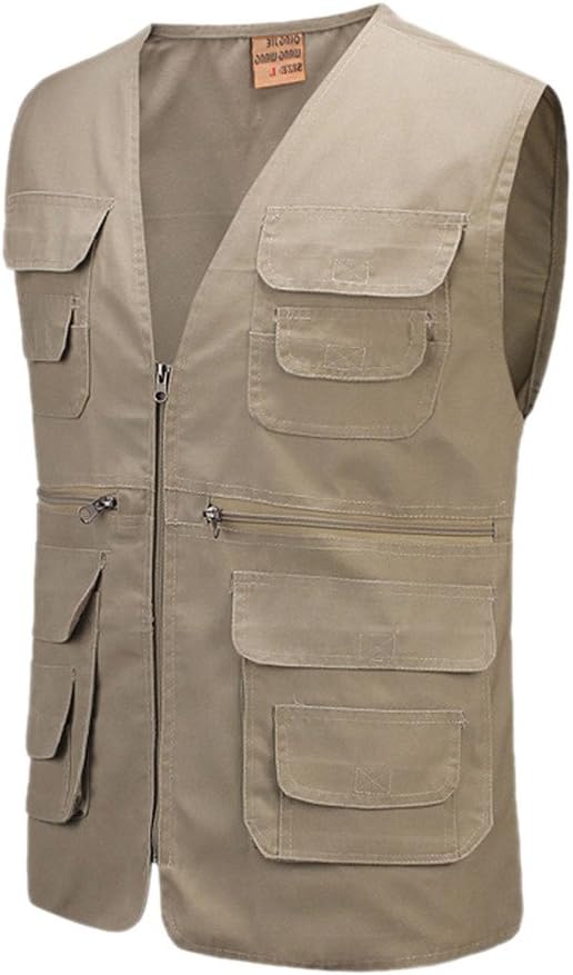 Aufgevals Men's Cotton Multiple Pockets Photography Director Work Vest