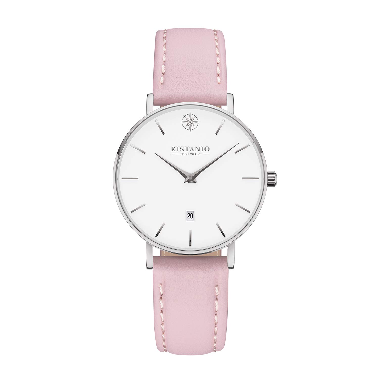 Kistanio Women's Petit Watch Stainless Steel Sapphire Glass with Pink Leather Strap SI-WH-L-ZRO