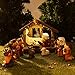 Unomor Shinning Nativity Scene Set for Kids Christmas Decorations, Set Stable with Moveable Figures, Mary Joseph Wisemans Sheep Donkey Camel, Resin, 12 Pieces