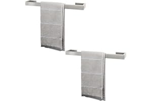 TocTen Bath Towel Rack - 2 Pack Square Base Thicken SUS304 Stainless Steel Towel Bar for Bathroom, Bathroom Bar Accessories Towel Rod Heavy Duty Wall Mounted Towel Holder(Brushed Nickel, 16 Inch)