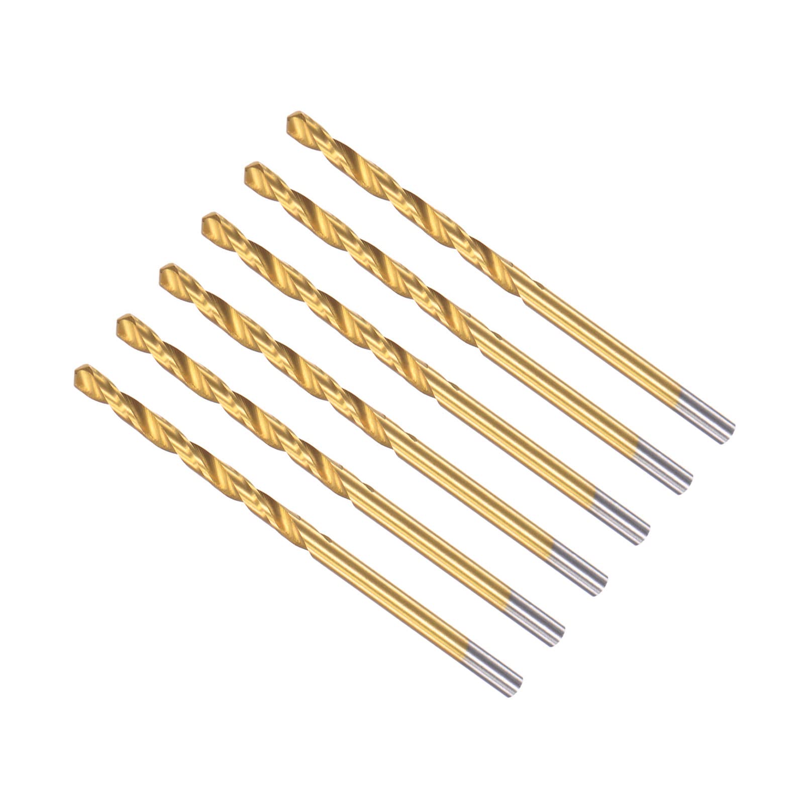 CoCud Twist Drill Bits, 2.8mm Drilling Diameter, Titanium Coated High Speed Steel 6542 Straight Round Shank - (Applications: for Stainless Steel Alloy Metal), 6-Pieces