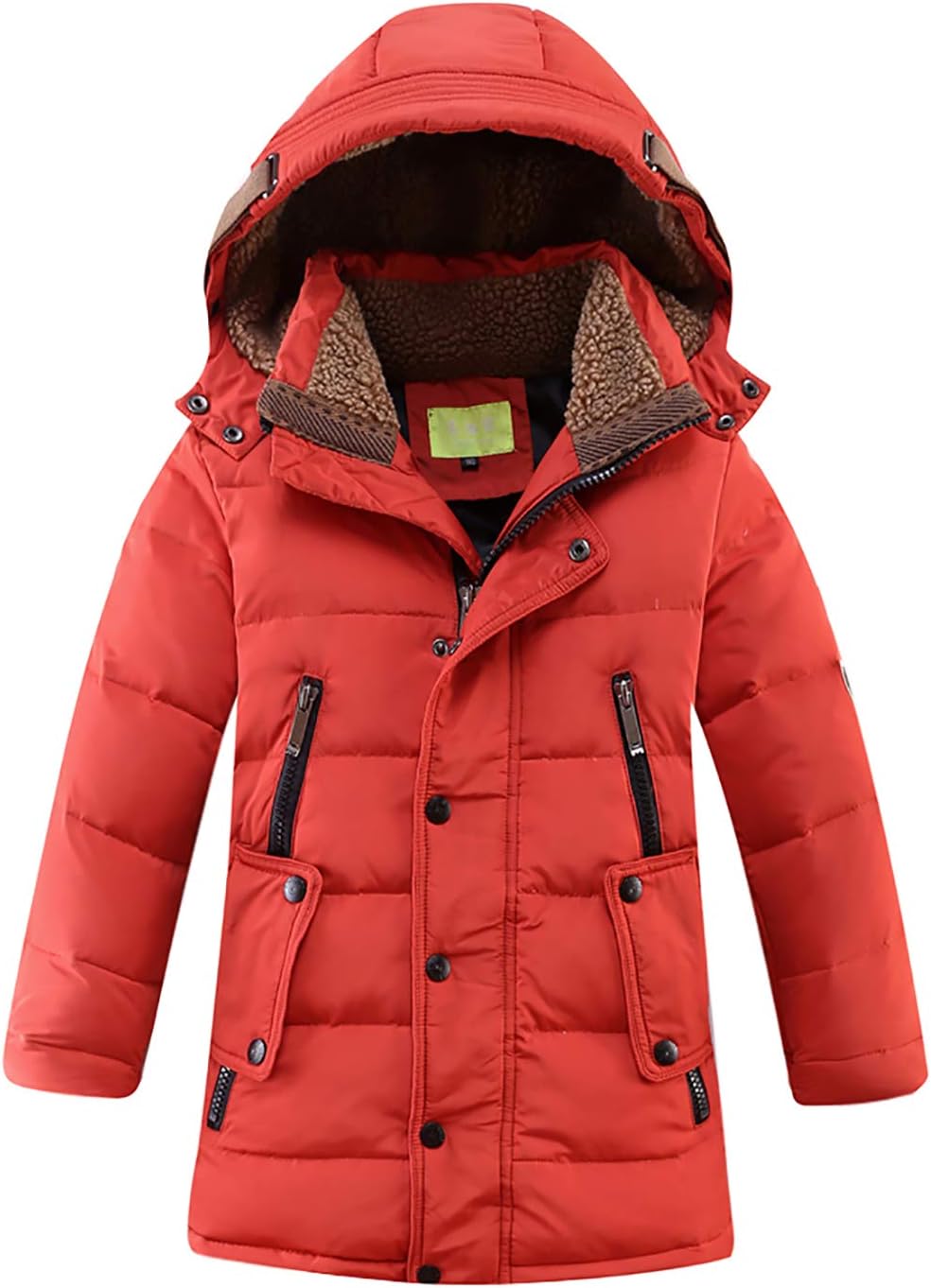 LISUEYNE Big Boysโ Hooded Down Coat Mid-Long Winter Puffer Jacket for Kids