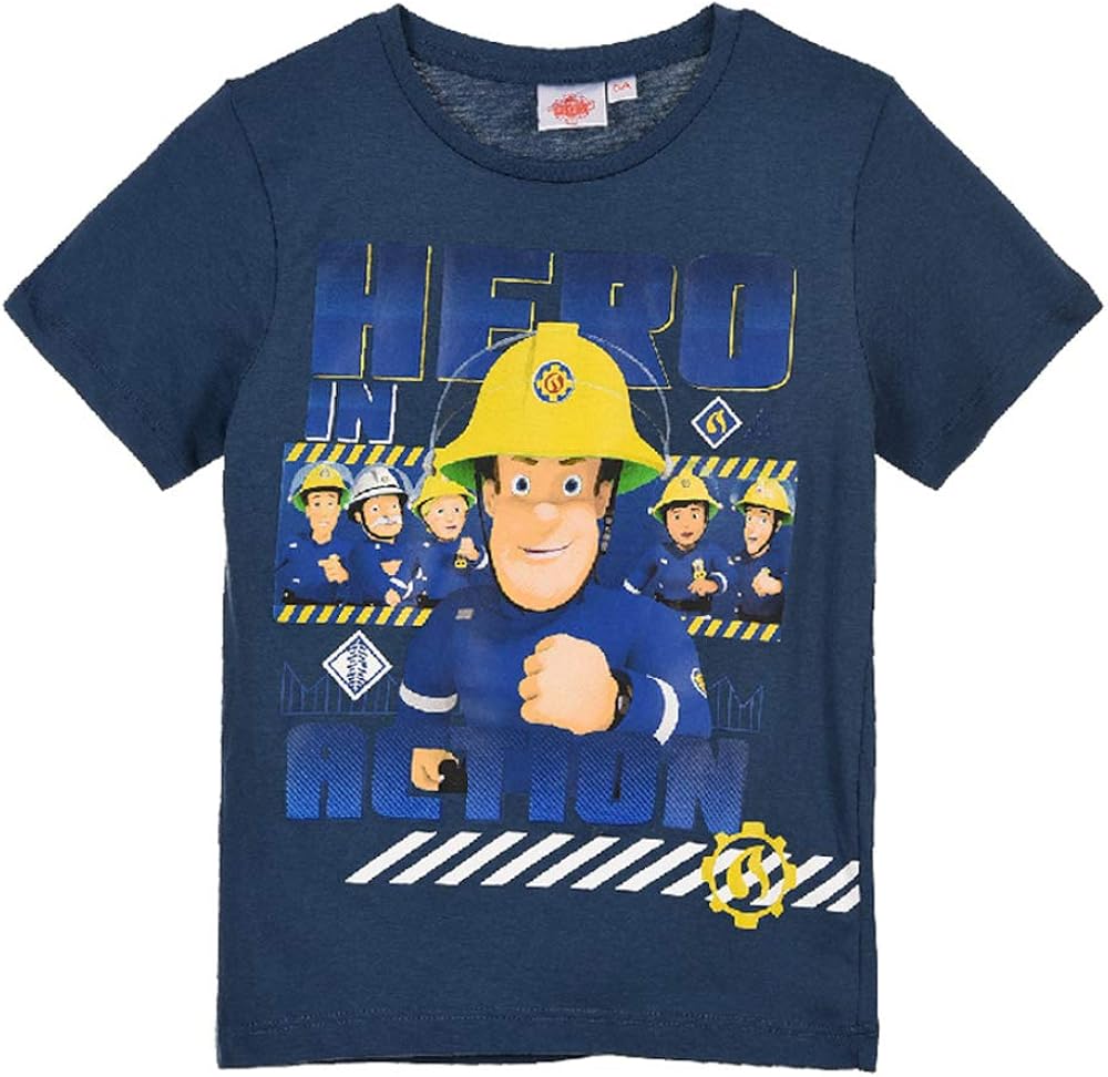 Fireman Sam T-Shirt Boys' Shirt - Blue - Medium: Amazon.co.uk: Clothing